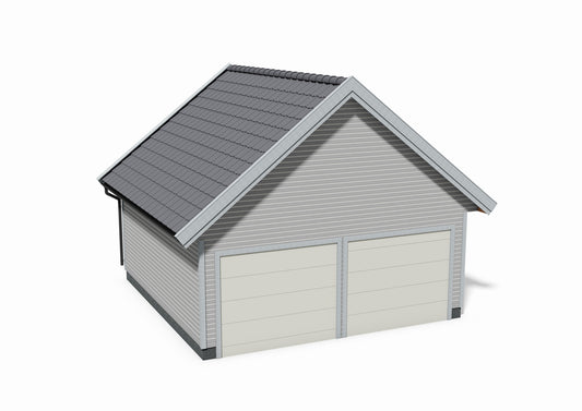 Tegning Dobbel Garasje Bredde 6000 med takvinkel 38 og 2 porter - Byggenkelt