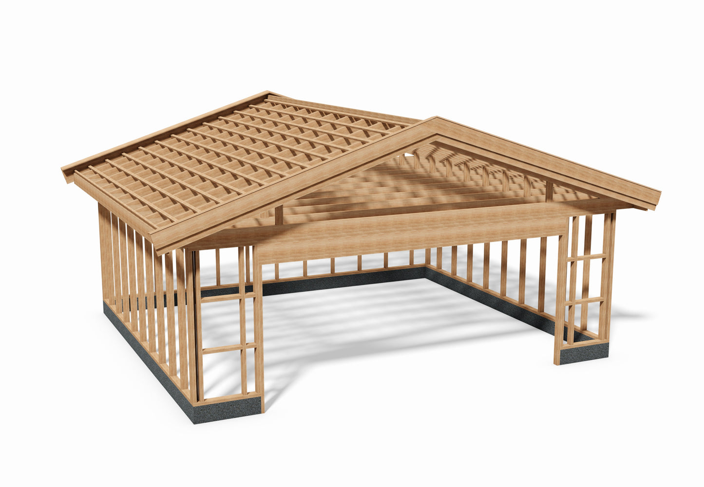 Tegning Dobbel Garasje Bredde 6800 med takvinkel 18 og 1 port - Byggenkelt