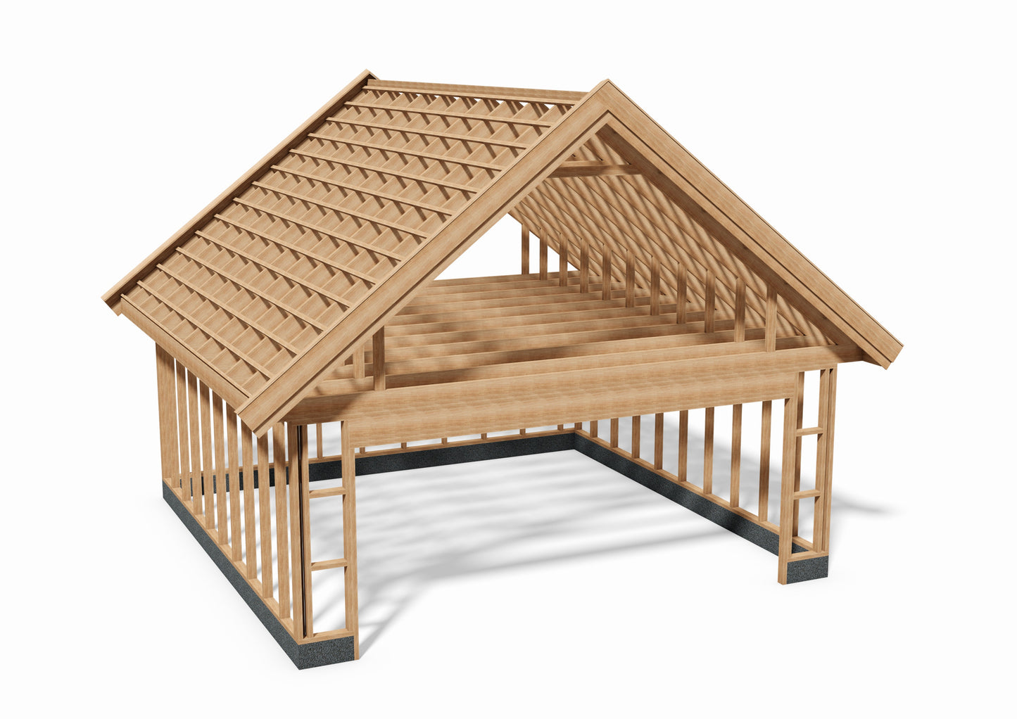 Tegning Dobbel Garasje Bredde 6000 med takvinkel 38 og 1 port - Byggenkelt