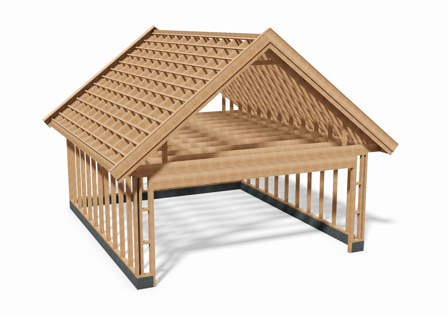 Tegning Dobbel Garasje Bredde 5600 med takvinkel 38 og 1 port - Byggenkelt