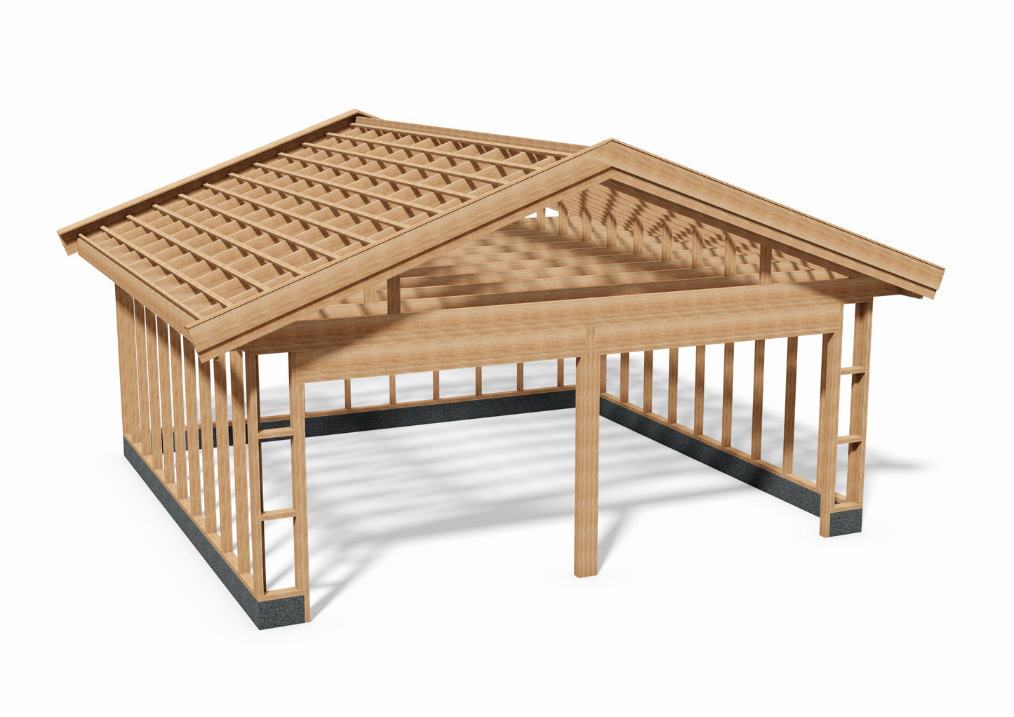 Tegning Dobbel Garasje Bredde 6200 med takvinkel 20 og 2 porter - Byggenkelt