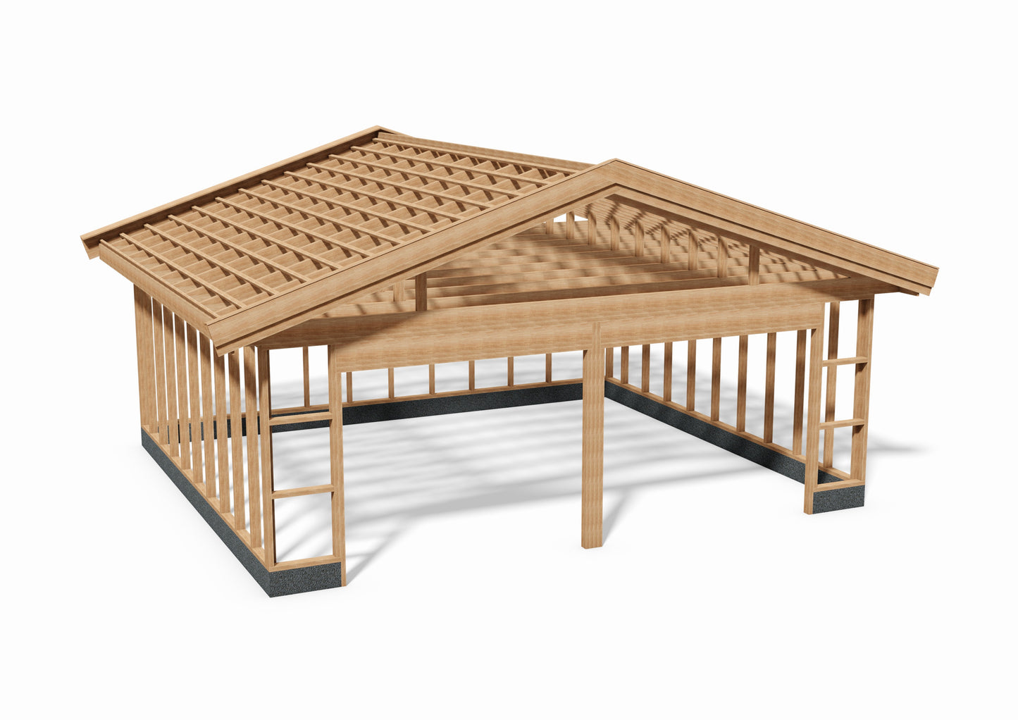 Tegning Dobbel Garasje Bredde 6800 med takvinkel 18 og 2 porter - Byggenkelt