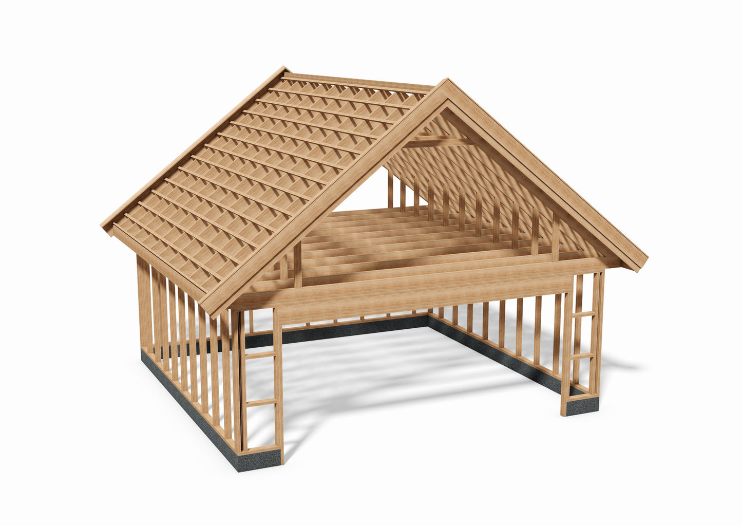 Tegning Dobbel Garasje Bredde 6200 med takvinkel 38 og 1 port - Byggenkelt