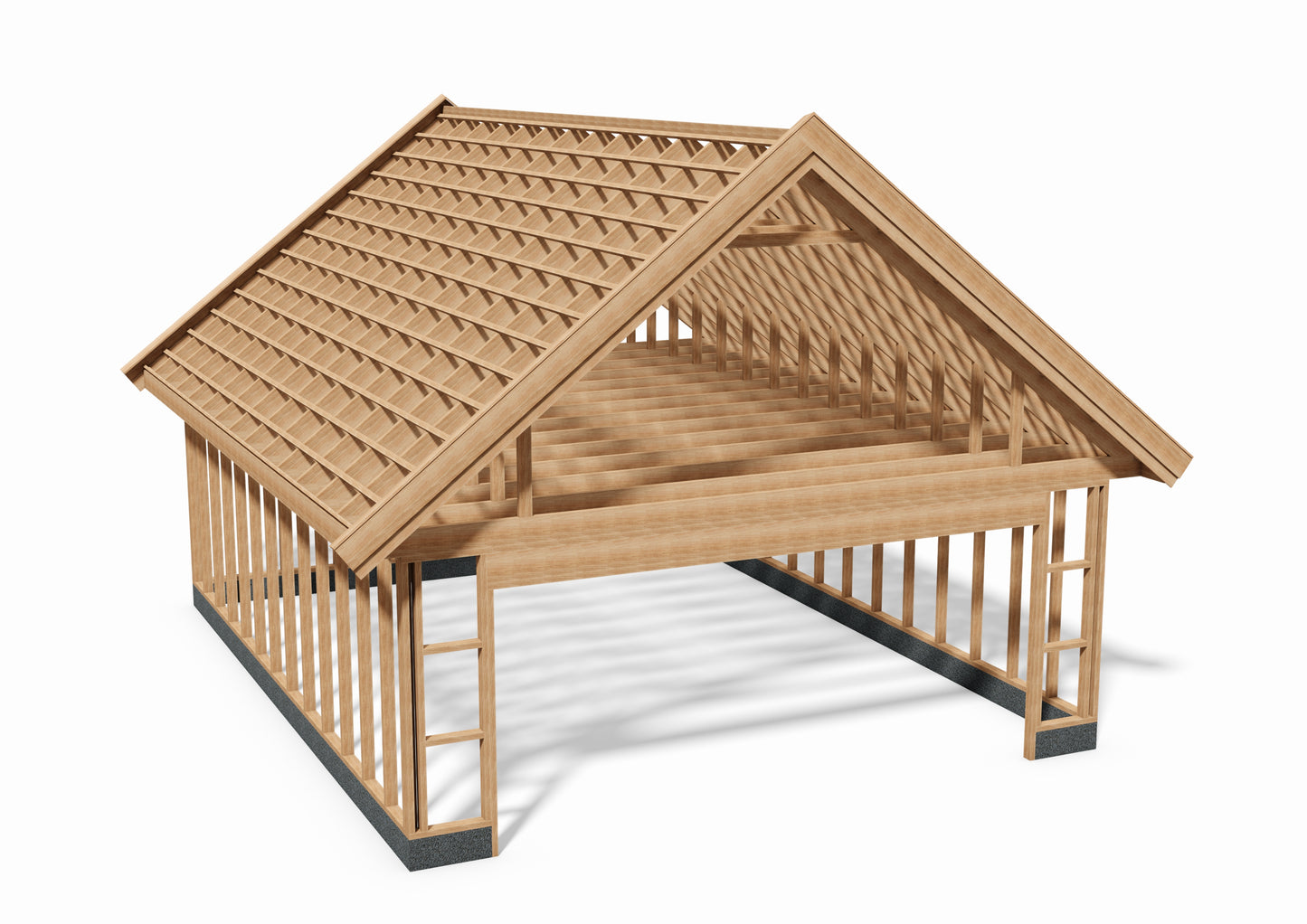 Tegning Dobbel Garasje Bredde 6300 x 8000 med takvinkel 38 og 1 port - Byggenkelt