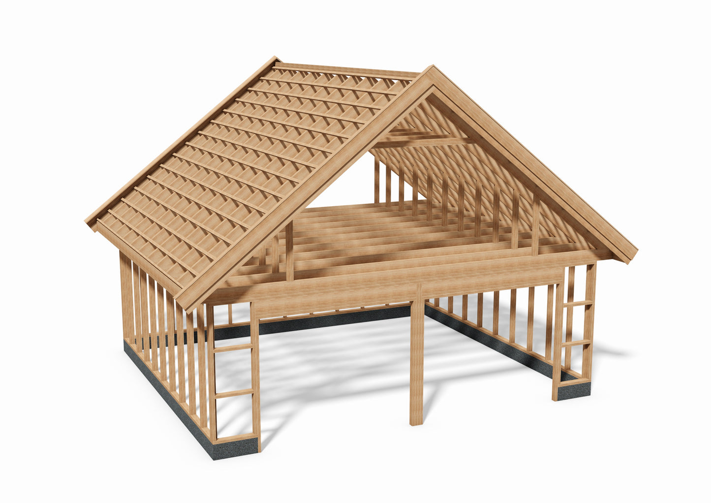 Tegning Dobbel Garasje Bredde 6800 med takvinkel 38 og 2 porter - Byggenkelt