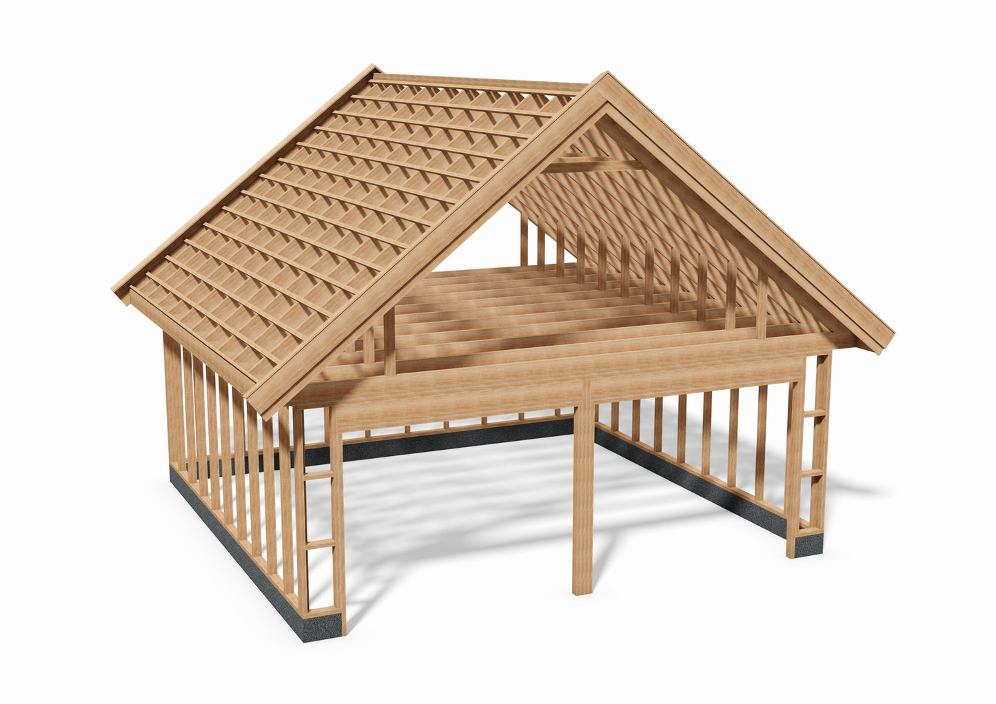 Tegning Dobbel Garasje Bredde 6200 med takvinkel 38 og 2 porter - Byggenkelt