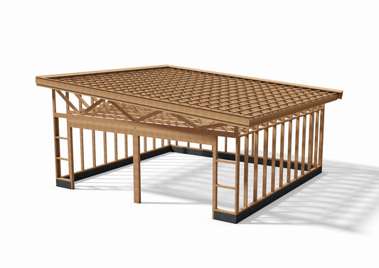 Tegning Dobbel Garasje Bredde 6800 med takvinkel 5 og 2 porter - Byggenkelt