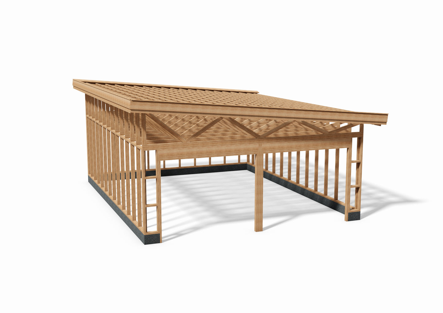 Tegning Dobbel Garasje Bredde 6200 med takvinkel 5 og 2 porter - Byggenkelt