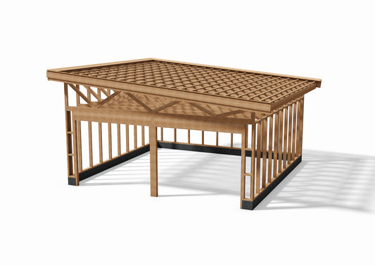 Tegning Dobbel Garasje Bredde 6000 med takvinkel 5 og 2 porter - Byggenkelt