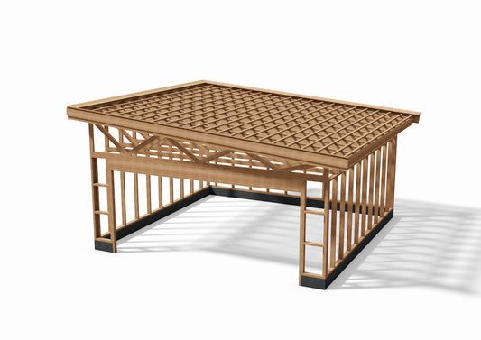 Tegning Dobbel Garasje Bredde 6000 med takvinkel 5 og 1 port - Byggenkelt