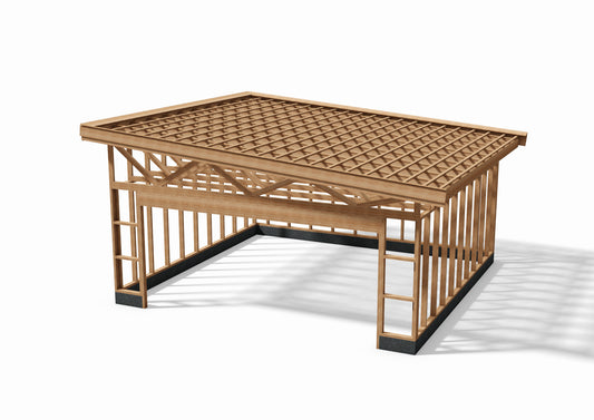 Tegning Dobbel Garasje Bredde 6200 med takvinkel 5 og 1 port - Byggenkelt