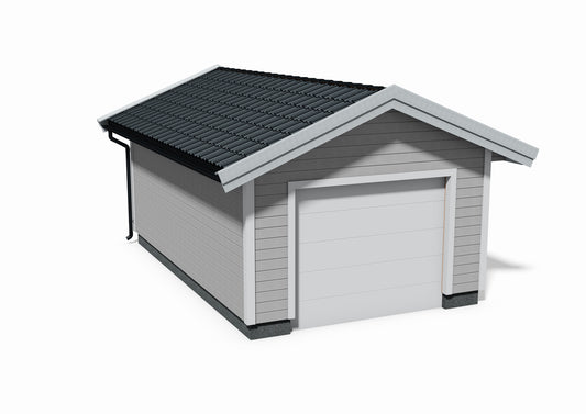 Tegning Enkel Garasje Bredde 3800 med takvinkel 22 - Byggenkelt