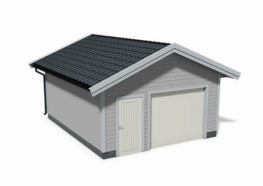 Tegning Halvannen Garasje 6000 x 5000 med takvinkel 22 - Byggenkelt