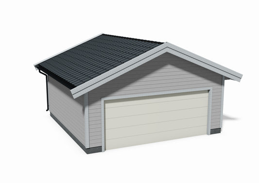 Tegning Dobbel Garasje Bredde 6200 med takvinkel 22 og 1 port - Byggenkelt