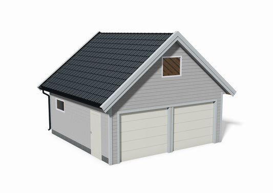 Tegning Dobbel Garasje 6200 x 6200 med takvinkel 38 - Byggenkelt
