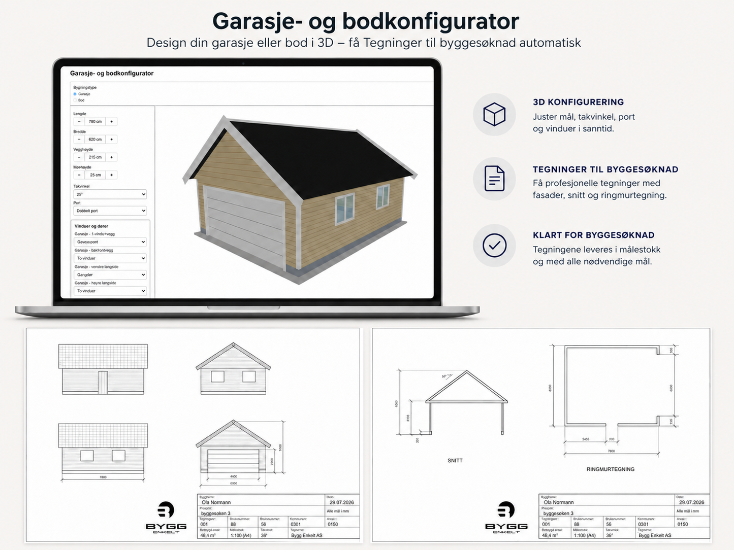 Tegninger til byggesøknad - garasje