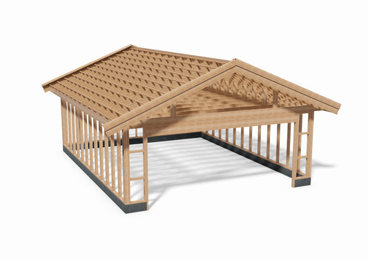 Tegning Dobbel Garasje 6200 x 8000 med takvinkel 20 - Byggenkelt